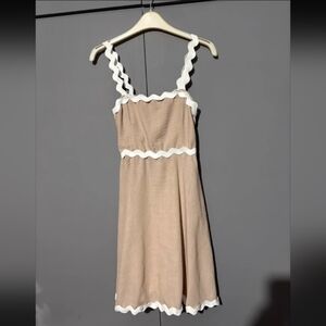 Tan Dress with White Trim